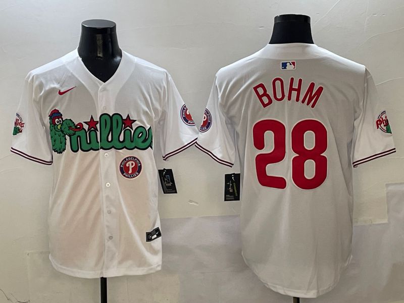 Men Philadelphia Phillies #28 Bohm White three generations Joint Name Nike 2025 MLB Jersey style 6->philadelphia phillies->MLB Jersey